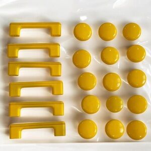 Yellow Cabinet Knobs and Handles Art Nouveau Set of 21